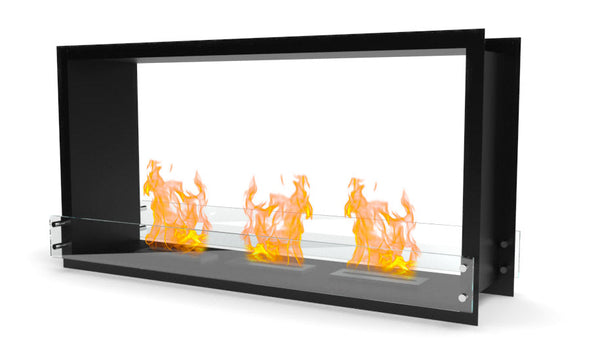 sconto Camino a Bioetanolo da Incasso Bifrontale 152,4x37,6x71,7 cm 3,7KW Nero