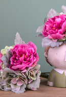 Set 2 Bouquet Artificiali di Peonie e Ortensie H 28 cm