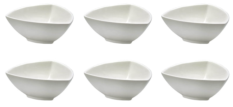 Set 6 Coppette Triangolari 13x13x5,5 cm in Porcellana Allluminica Kaleidos Aluxina Bianche