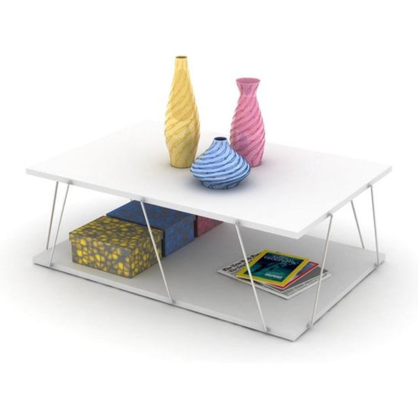 Tavolino da salotto 90x60x31 cm Tars bianco sconto
