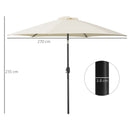 Ombrellone da Giardino Ø2.7x2.35 m Palo Ø38 mm in Alluminio Inclinabile Bianco 