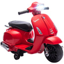 Scooter Elettrica per Bambini Licenza Piaggio Vespa 6V Faro Clacson Ruote Ausiliarie Rosso      