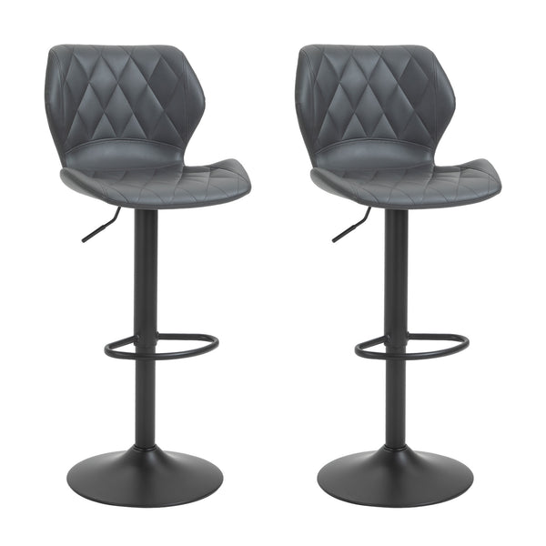 sconto Set mit 2 gepolsterten Barhockern 44 x 50,5 x 90-110 cm in grauem Kunstleder