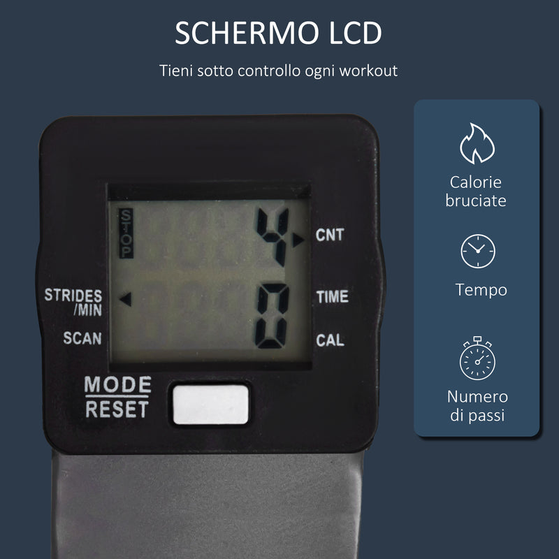 Stepper Fitness 54x40x135 cm con Maniglia e Monitor LCD in Acciaio Argento  