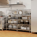 Scaffale da Cucina a 5 Livelli Regolabili 91x40x139 cm in Acciaio Inox Argento   