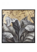 Quadro con Cornice 82,6x4,3x82,6 cm Foglie in Tela