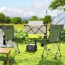 Set 2 Sedie da Campeggio 82x50-100x88 cm Pieghevoli con Poggiapiedi e Portabicchieri in Tessuto Oxford Verde      