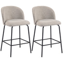 Set 2 Sgabelli da Bar 50x55x93 cm con Schienale e Poggiapiedi Rivestimento in Tessuto e Gambe in Acciaio Grigio      