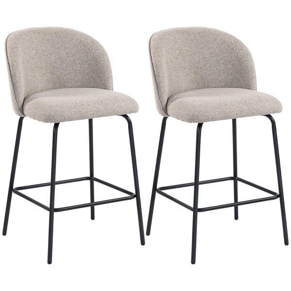 acquista Set 2 Sgabelli da Bar 50x55x93 cm con Schienale e Poggiapiedi Rivestimento in Tessuto e Gambe in Acciaio Grigio