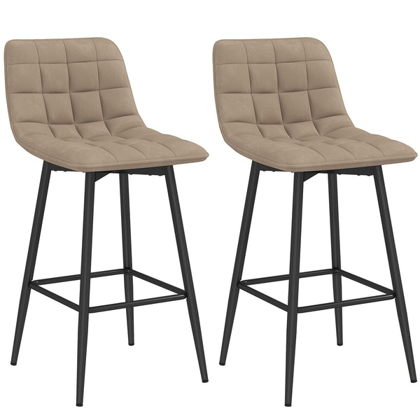 prezzo Set 2 Sgabelli da Cucina Stile Nordico 45x47x84 cm in Tessuto Effetto Velluto e Metallo Marrone