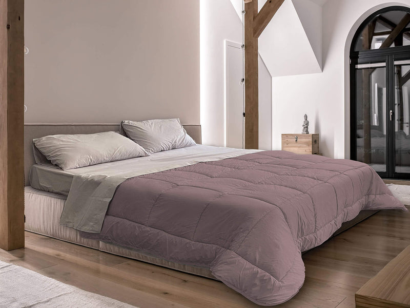 Trapunta Invernale in Microfibra 300gr Double Face Rosa Antico\/Grigio Chiaro Varie Misure