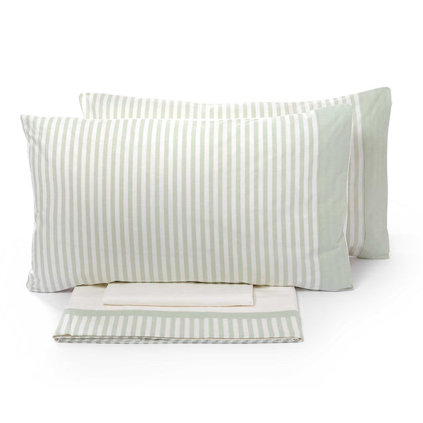 Garrini Jennifer Mint-Bettlaken-Set und garngefärbte Kissenbezüge in verschiedenen Größen sconto