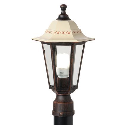 sconto Laterne mit sechseckigem Mastkopf, weiß und rostfarben, für den Außenbereich der Marine Line Sovil