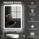 Specchio Bagno 70x90 cm LED Touch con Luce Dimmerabile a 3 Temperature e Antiappannamento      
