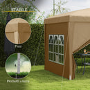 Gazebo da Esterno 3x3 m Pieghevole con 4 Pannelli Laterali in Acciaio e Tessuto Oxford Cachi      