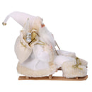 Pupazzo Babbo Natale in Tessuto su slitta bianco oro cm 33x12xh30