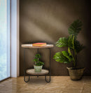 Tavolinetto Arex 2 Ripiani Ø48x54,5 cm in Ferro e MDF Nero e Marrone