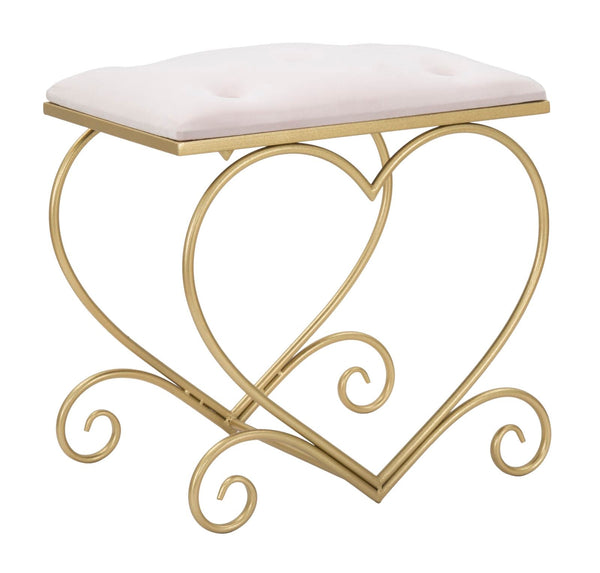 Pink Heart Hocker 50x37,5x51,5 cm aus Eisen und MDF und Schwamm und Gold und cremefarbenem Polyester prezzo