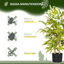 Pianta di Bambù Artificiale Alta 60 cm con Vaso in Cemento Ø15x12,5 cm in Poliestere e PP Verde      