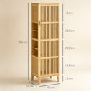 Mobile Bagno Stretto 40x30x140 cm Salvaspazio con 4 Ripiani e Porta a Doghe in Bambù Naturale      
