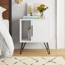 Comodino 1 Anta 1 Ripiano 50x44x60 cm in MDF Glynn Bianco