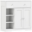 Mobiletto da Bagno da Terra 80x30x80,2 cm con Cassetto e Anta in Pannello Truciolare e MDF Bianco      