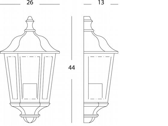 Lampada Applique Mezza Lanterna Esagonale Grande Colore Nero per Esterno Linea Wall Sovil