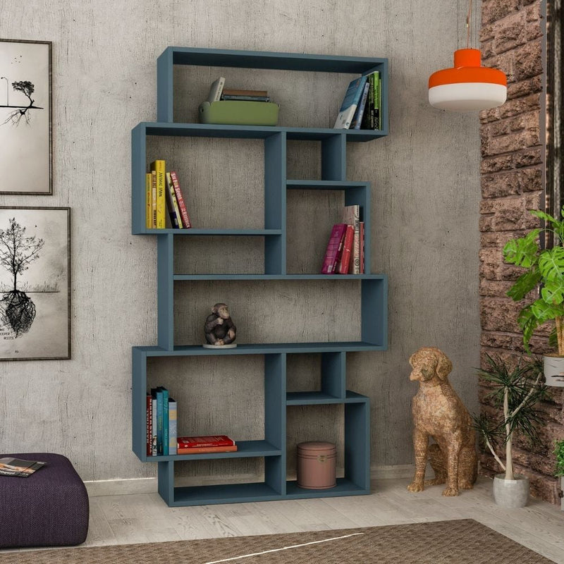 Libreria orizzontale bifacciale 96x25,5x168,5 cm turchese