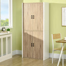Mobile Dispensa Cucina 4 Ante 80x40x182 cm in MDF Bianco e Legno