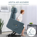 Poltrona Relax Reclinabile Alzapersone Elettrica con Telecomando Azzurro   