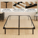 Letto Matrimoniale Industriale 190x140x31 cm a 28 Doghe con Spazio Contenitore in Legno e Acciaio Nero e Legno      