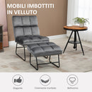 Sedia Imbottita con Poggiapiedi 60x80,5x89 cm in Tessuto Effetto Velluto Grigio