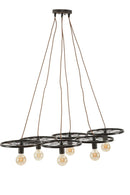 Lampadario Indust Circle 6 Luci 110x60x6 cm in Ferro