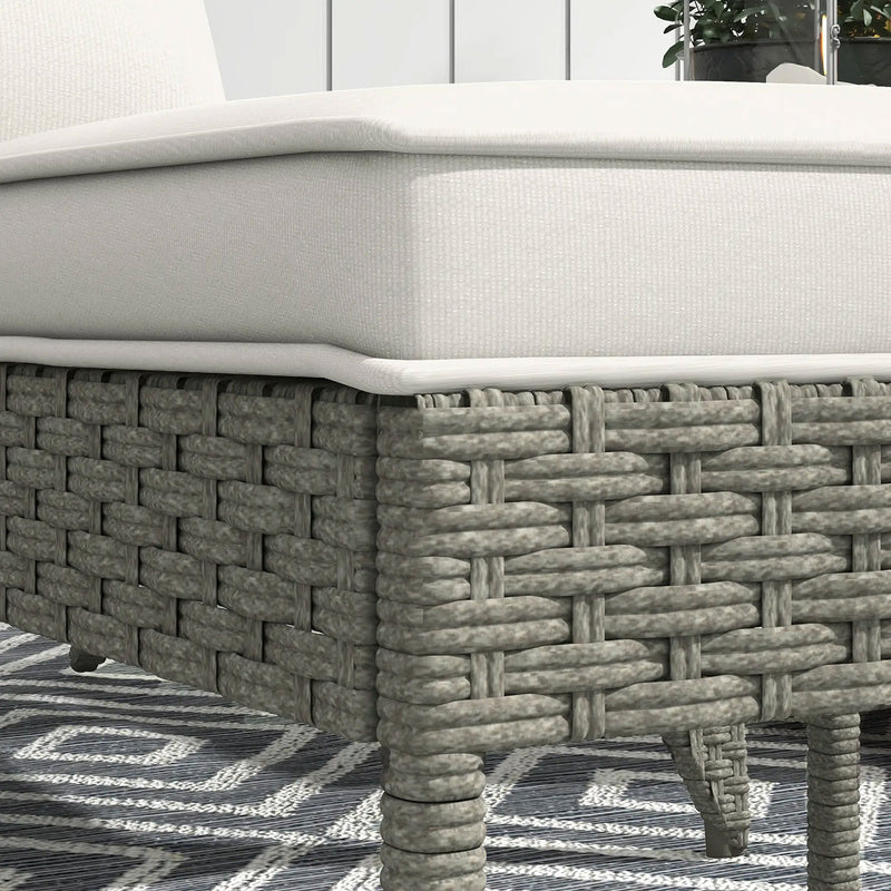 Sedia da Giardino con Poggiapiedi e Cuscini Imbottiti 64x82x89 cm in Rattan e Acciaio Grigio e Crema