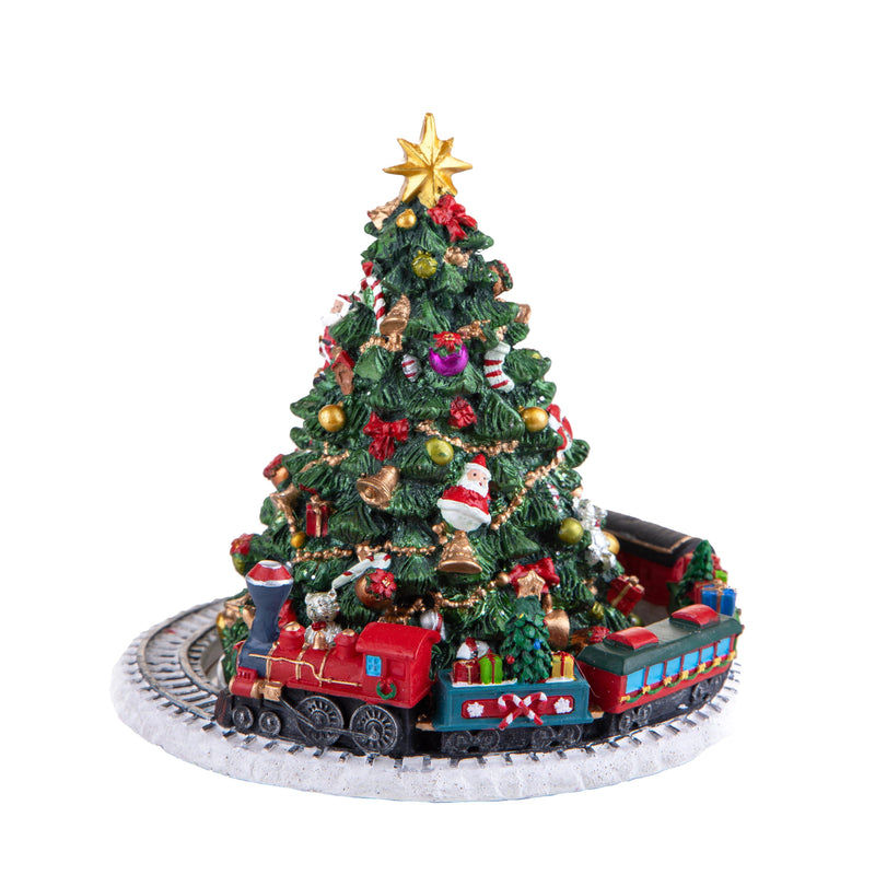 Abete Carillon con Treno Musica e Movimento H16 cm in Resina