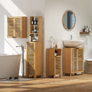 Pensile Bagno 60x20x60 cm con Ripiano Interno e Ante a Persiana in Bambù Color Legno      