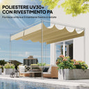 Telo Pergola per Esterni 392x350 cm Anti UV con 8 Fori di Drenaggio in Poliestere Beige      