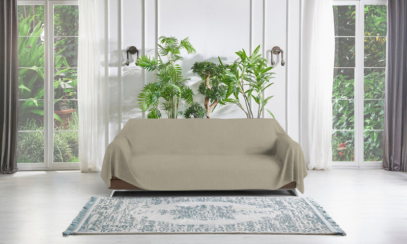 Telo Arredo Coprittutto Copridivano in Cotone Tortora