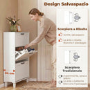 Scarpiera Salvaspazio 60x24x118 cm con 3 Cassetti Ribaltabili e Ripiani Regolabili in MDF Bianco      