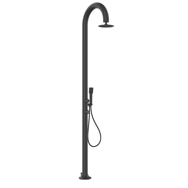 acquista Doccia da Giardino in Alluminio Soffione Rotondo e Doccino Sined Luna Alu D Nero