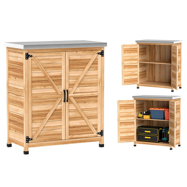 online Armadio da Esterno 79x43x92 cm con Banco da Lavoro in Legno e Acciaio Zincato