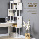 Scrivania Angolare da Ufficio 120x80x176 cm con Libreria in Truciolato Bianco