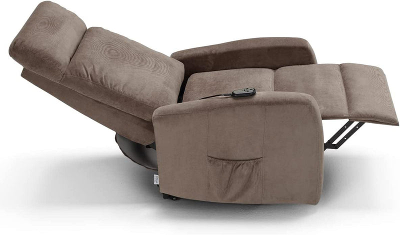 Poltrona Alzapersona Elettrica 2 Motori 67x75x110 cm in Tessuto Seattle Fango