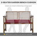 Cuscino per Sedie da Giardino 100x50 cm con Laccetti in Poliestere Rosso