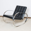 Poltrona Domitilla in Acciaio Cromato Rivestimento in Similpelle Nero