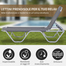 Lettino Prendisole in Alluminio con Schienale Reclinabile a 5 Livelli 163x58,5x91 cm  Argento