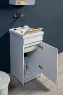 Mobile Lavatoio in Ceramica 1 Anta con Strofinatoio in Legno Massello 45x50x86A cm Olmo Scuro