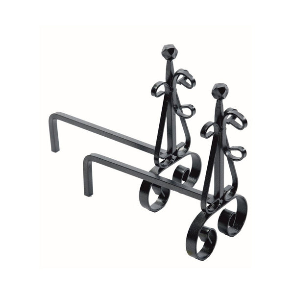 Coppia di Alari per Camino Pomolo Sfaccettato in Ferro Verniciato Grigio Martellato acquista