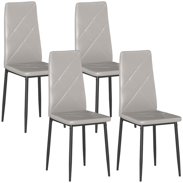 sconto Set di 4 Sedie da Pranzo 41x50x97 cm con Schienale Alto in Finta Pelle e Acciaio Grigio
