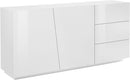 Credenza 2 Ante + 3 Cassetti 180x43x86 cm Vega Bianco Lucido